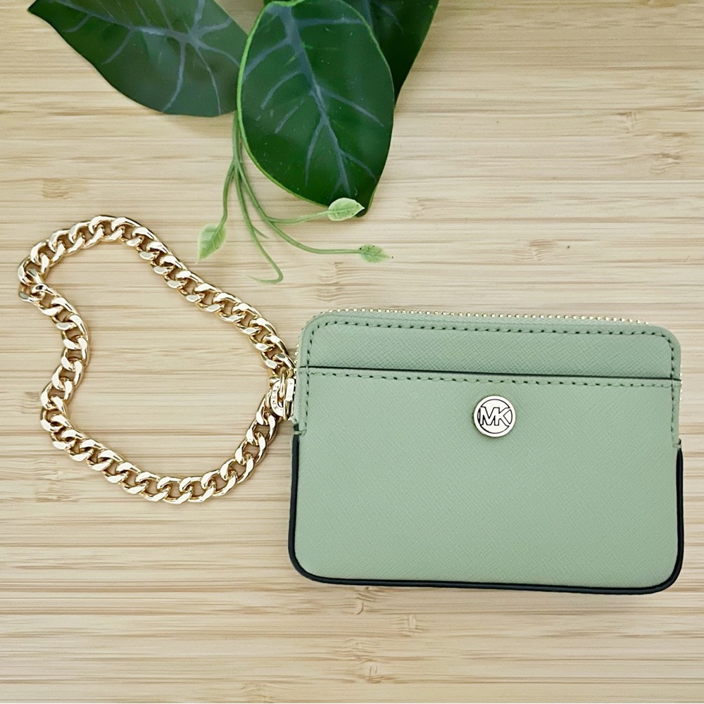 Michael Kors Jet Set Travel Chain Card Holder Wallet: Sage Green